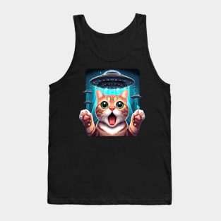 Funny Cat Selfie With UFOs Behind Tank Top